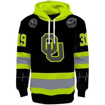 customized oklahoma sooners safety motif black neon green hoodie best selling