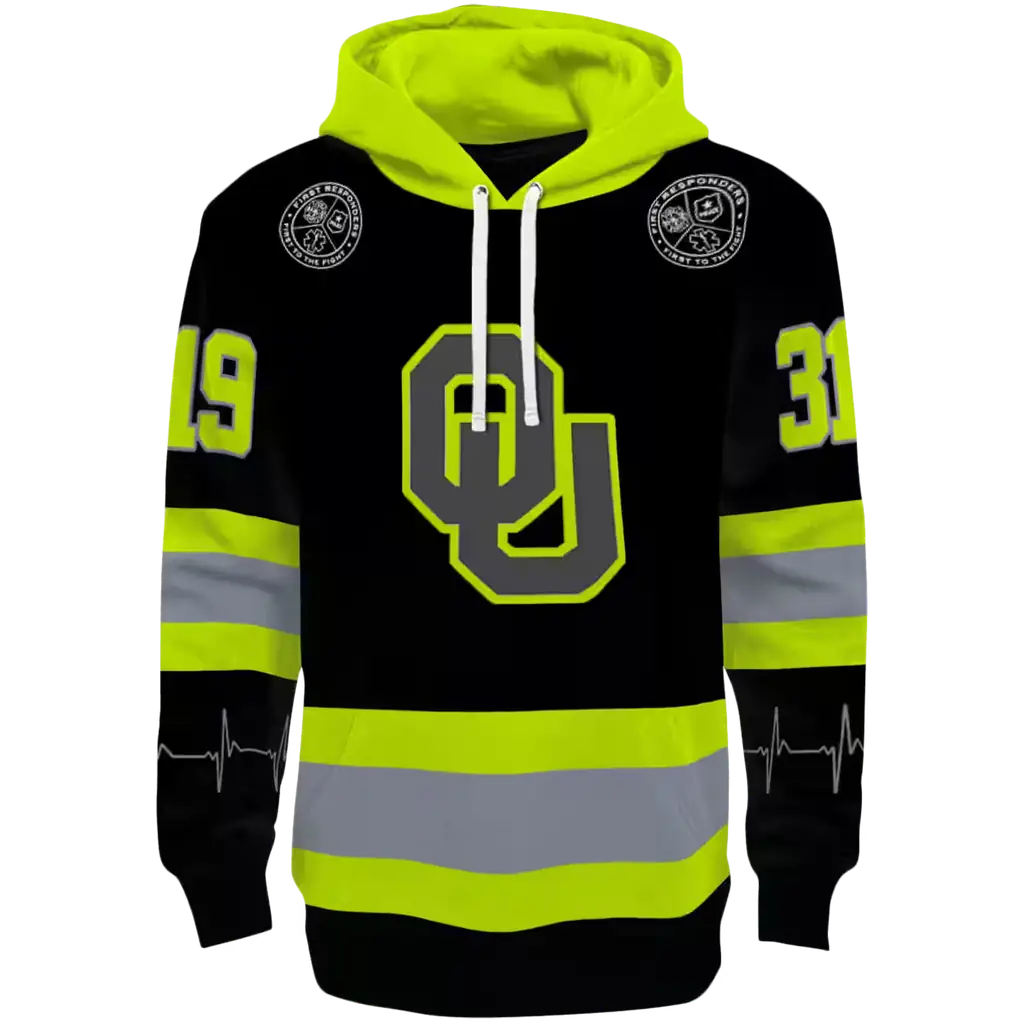 customized oklahoma sooners safety motif black neon green hoodie best selling customized oklahoma sooners safety motif black neon green hoodie best selling