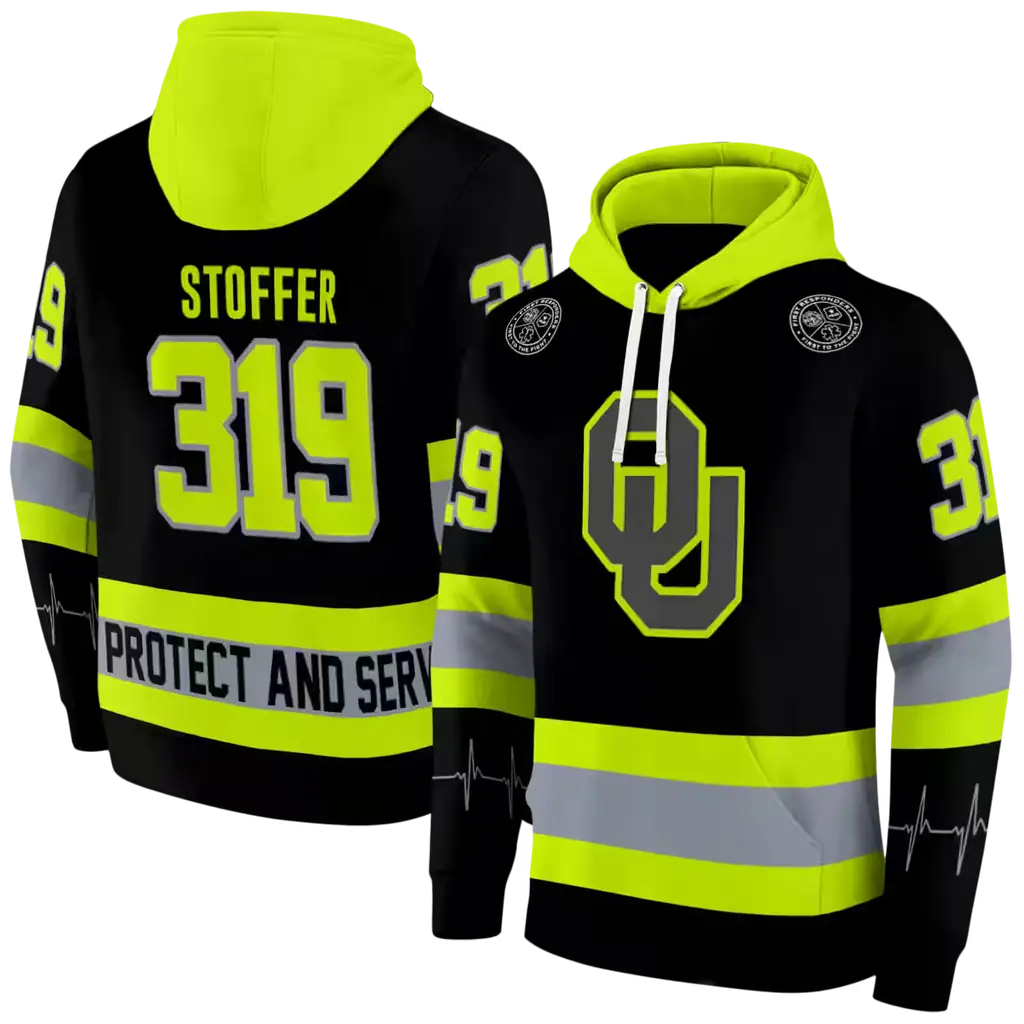 customized oklahoma sooners safety motif black neon green hoodie fashion forward customized oklahoma sooners safety motif black neon green hoodie fashion forward