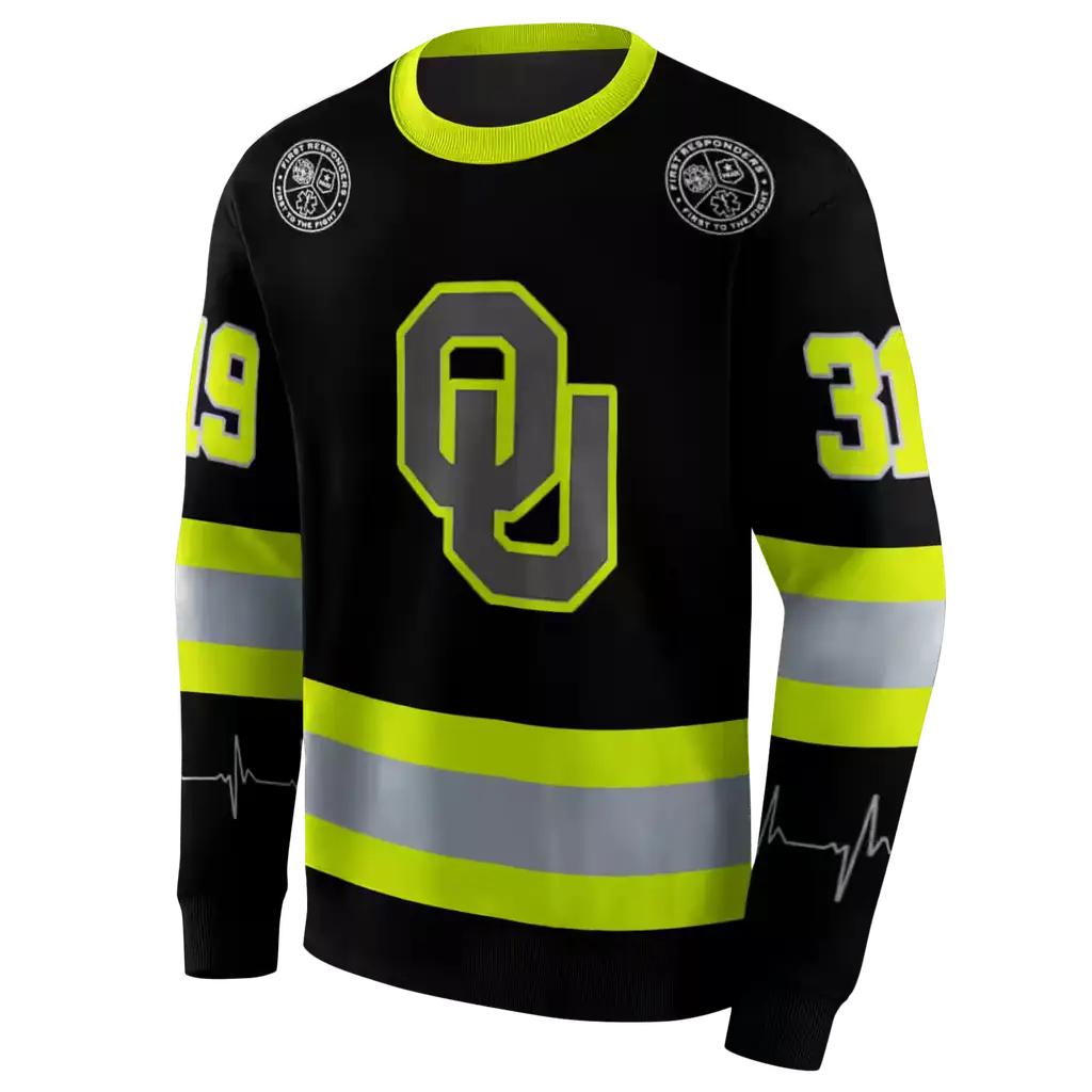 customized oklahoma sooners safety motif black neon green hoodie new arrival customized oklahoma sooners safety motif black neon green hoodie new arrival