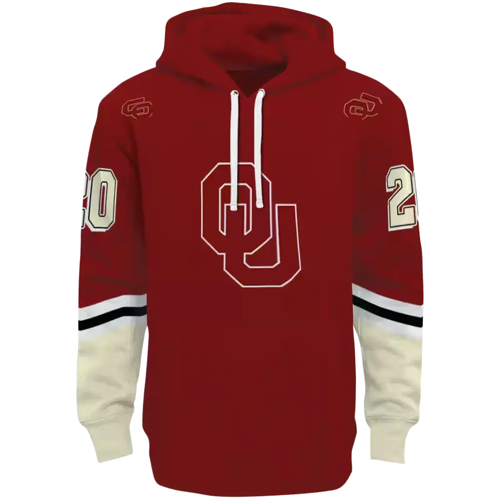 customized oklahoma sooners striped sleeves crimson hoodie best selling customized oklahoma sooners striped sleeves crimson hoodie best selling