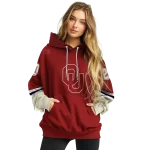 customized oklahoma sooners striped sleeves crimson hoodie best selling