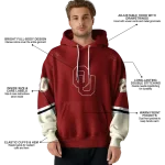 customized oklahoma sooners striped sleeves crimson hoodie best selling