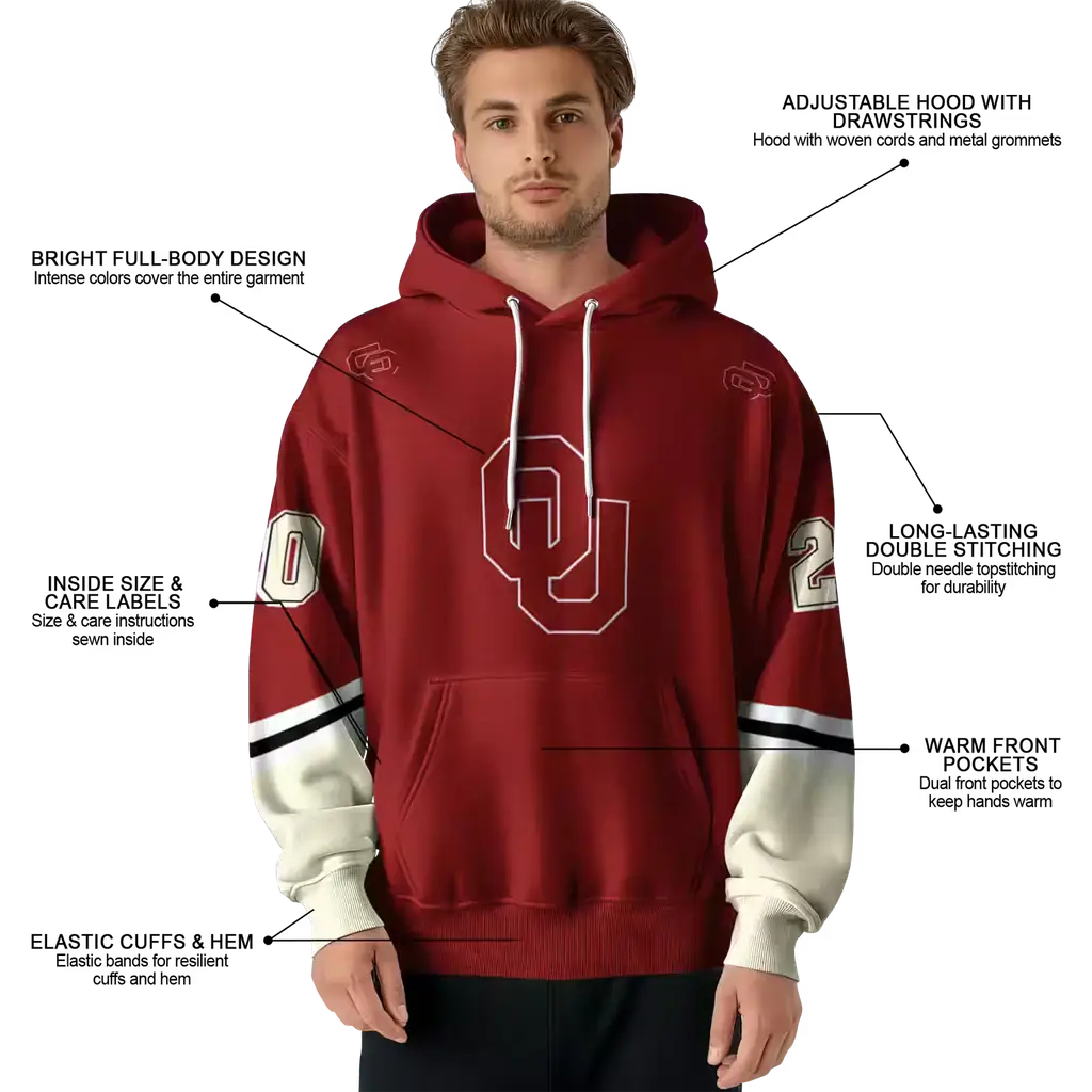 customized oklahoma sooners striped sleeves crimson hoodie latest model customized oklahoma sooners striped sleeves crimson hoodie latest model