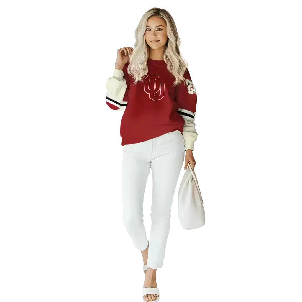 customized oklahoma sooners striped sleeves crimson hoodie trendy customized oklahoma sooners striped sleeves crimson hoodie trendy