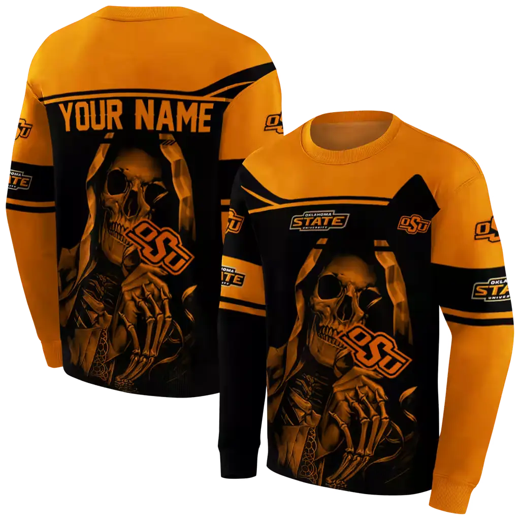 customized oklahoma state cowboys grim reaper orange black hoodie premium grade customized oklahoma state cowboys grim reaper orange black hoodie premium grade