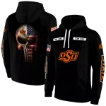 customized oklahoma state cowboys punisher skull black hoodie best selling