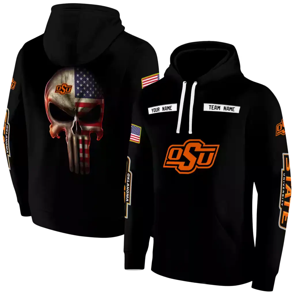 customized oklahoma state cowboys punisher skull black hoodie fashion forward customized oklahoma state cowboys punisher skull black hoodie fashion forward