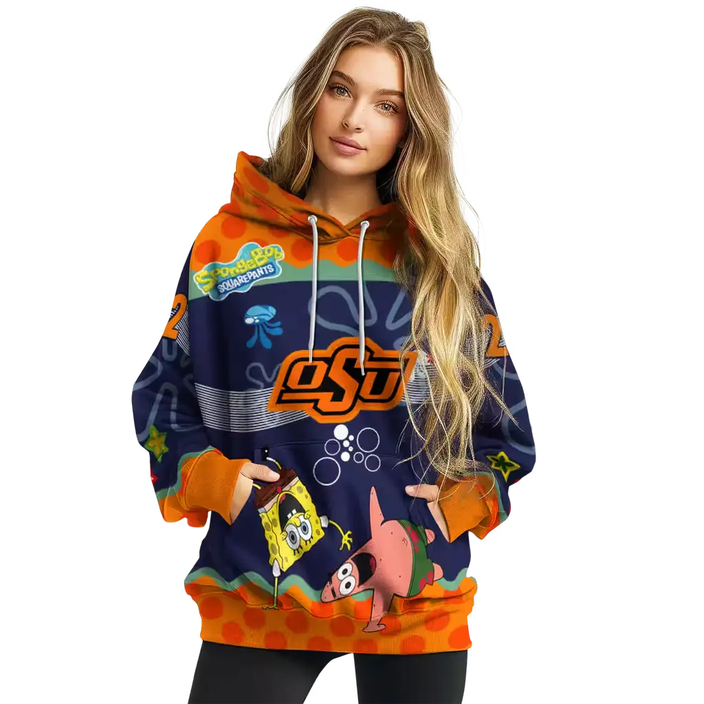 customized oklahoma state cowboys spongebob patrick star orange navy hoodie high quality customized oklahoma state cowboys spongebob patrick star orange navy hoodie high quality