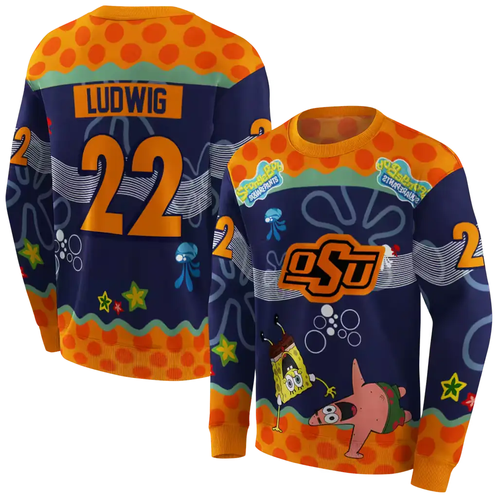 customized oklahoma state cowboys spongebob patrick star orange navy hoodie premium grade customized oklahoma state cowboys spongebob patrick star orange navy hoodie premium grade
