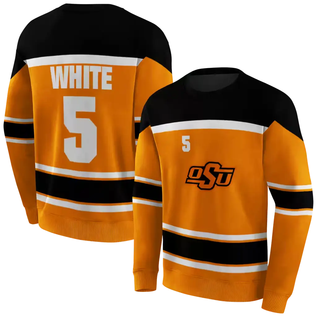 customized oklahoma state cowboys striped pattern orange hoodie premium grade customized oklahoma state cowboys striped pattern orange hoodie premium grade