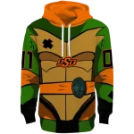 customized oklahoma state cowboys superhero armor orange green hoodie best selling