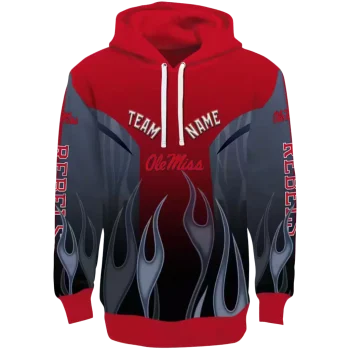 customized ole miss rebels flame design red hoodie best selling