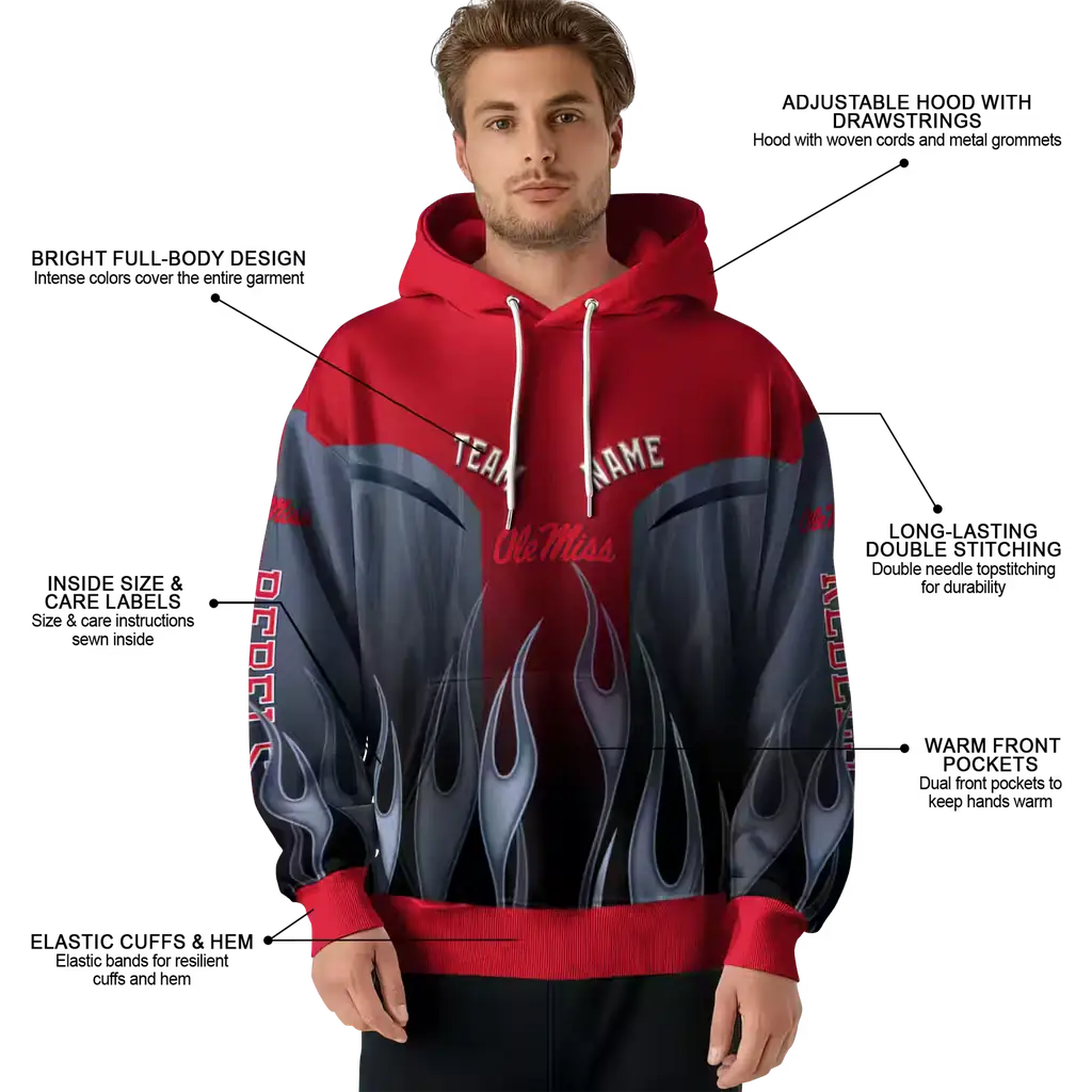 customized ole miss rebels flame design red hoodie latest model customized ole miss rebels flame design red hoodie latest model