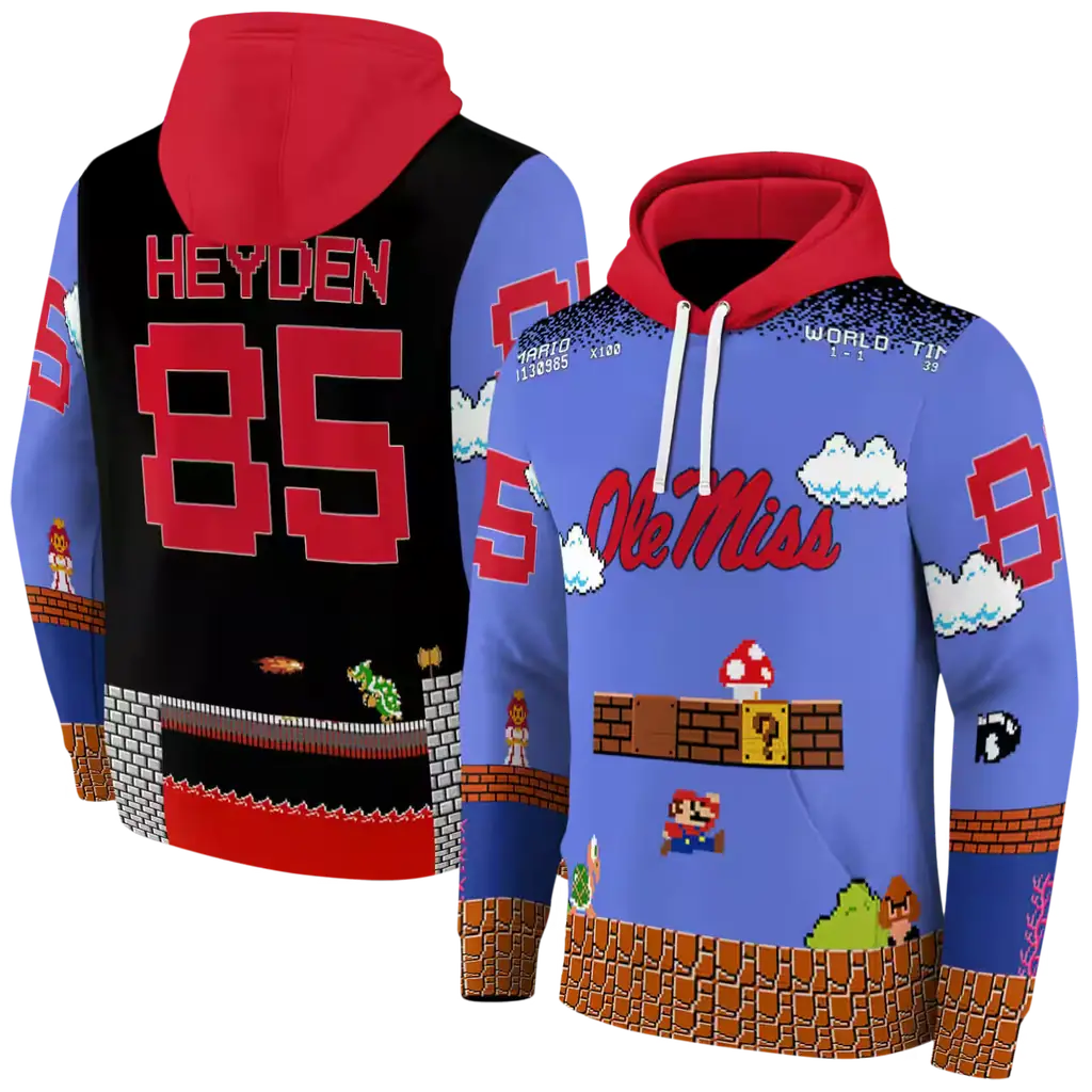 customized ole miss rebels mario blue black hoodie fashion forward customized ole miss rebels mario blue black hoodie fashion forward