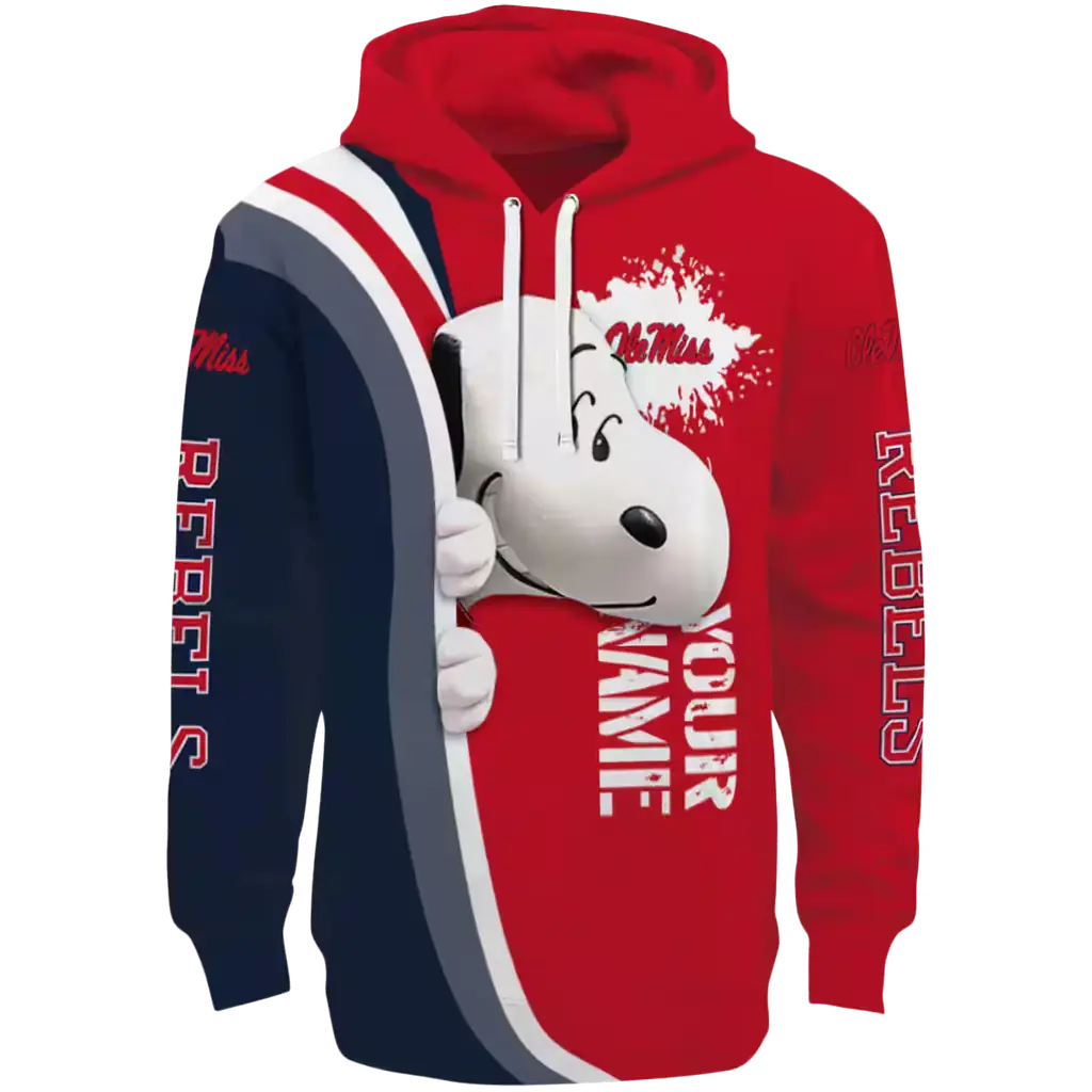 customized ole miss rebels peeking snoopy red hoodie best selling customized ole miss rebels peeking snoopy red hoodie best selling