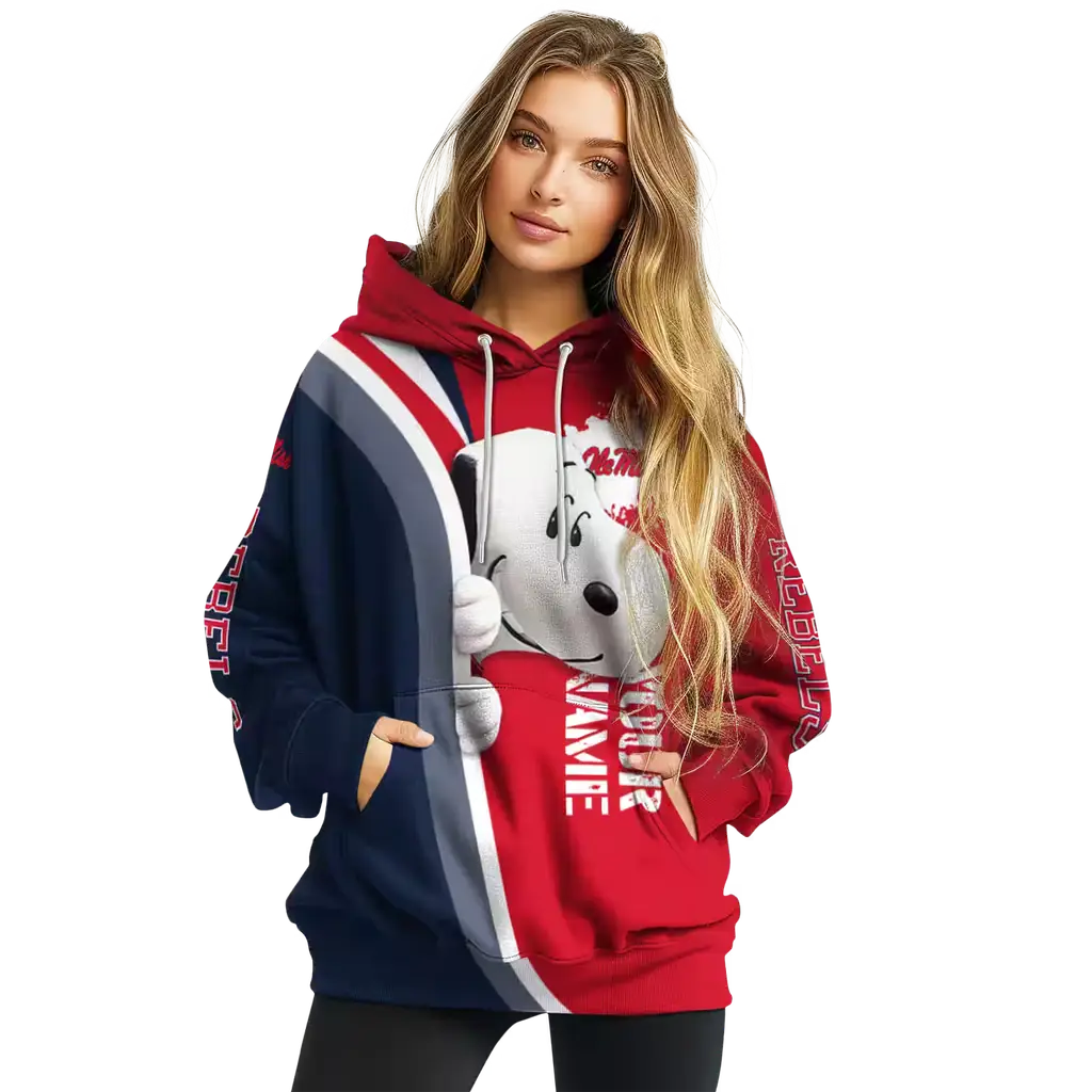 customized ole miss rebels peeking snoopy red hoodie high quality customized ole miss rebels peeking snoopy red hoodie high quality