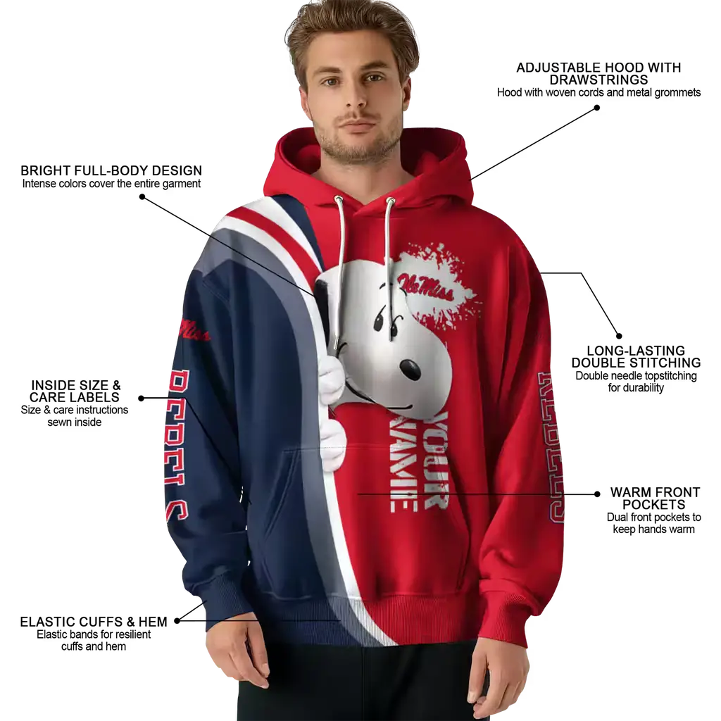 customized ole miss rebels peeking snoopy red hoodie latest model customized ole miss rebels peeking snoopy red hoodie latest model