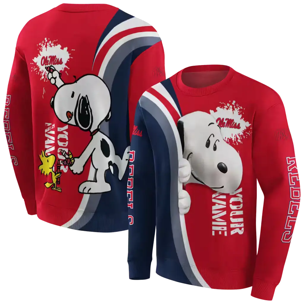 customized ole miss rebels peeking snoopy red hoodie premium grade customized ole miss rebels peeking snoopy red hoodie premium grade
