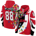 customized ole miss rebels puzzle pieces red hoodie best selling