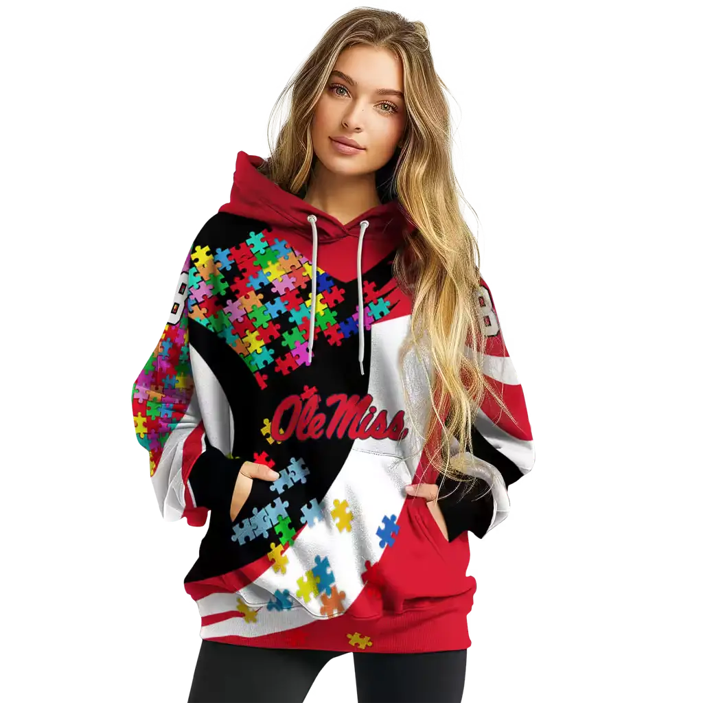 customized ole miss rebels puzzle pieces red hoodie high quality customized ole miss rebels puzzle pieces red hoodie high quality