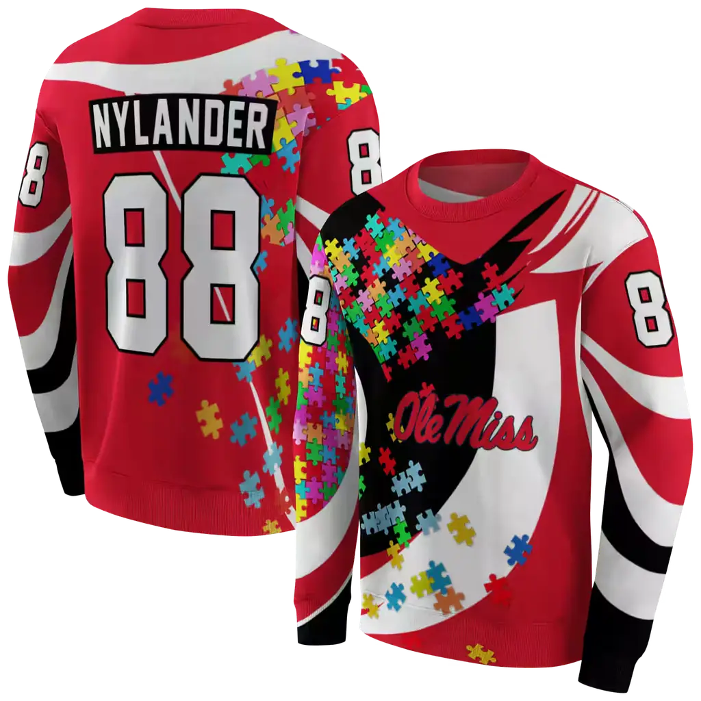 customized ole miss rebels puzzle pieces red hoodie premium grade customized ole miss rebels puzzle pieces red hoodie premium grade