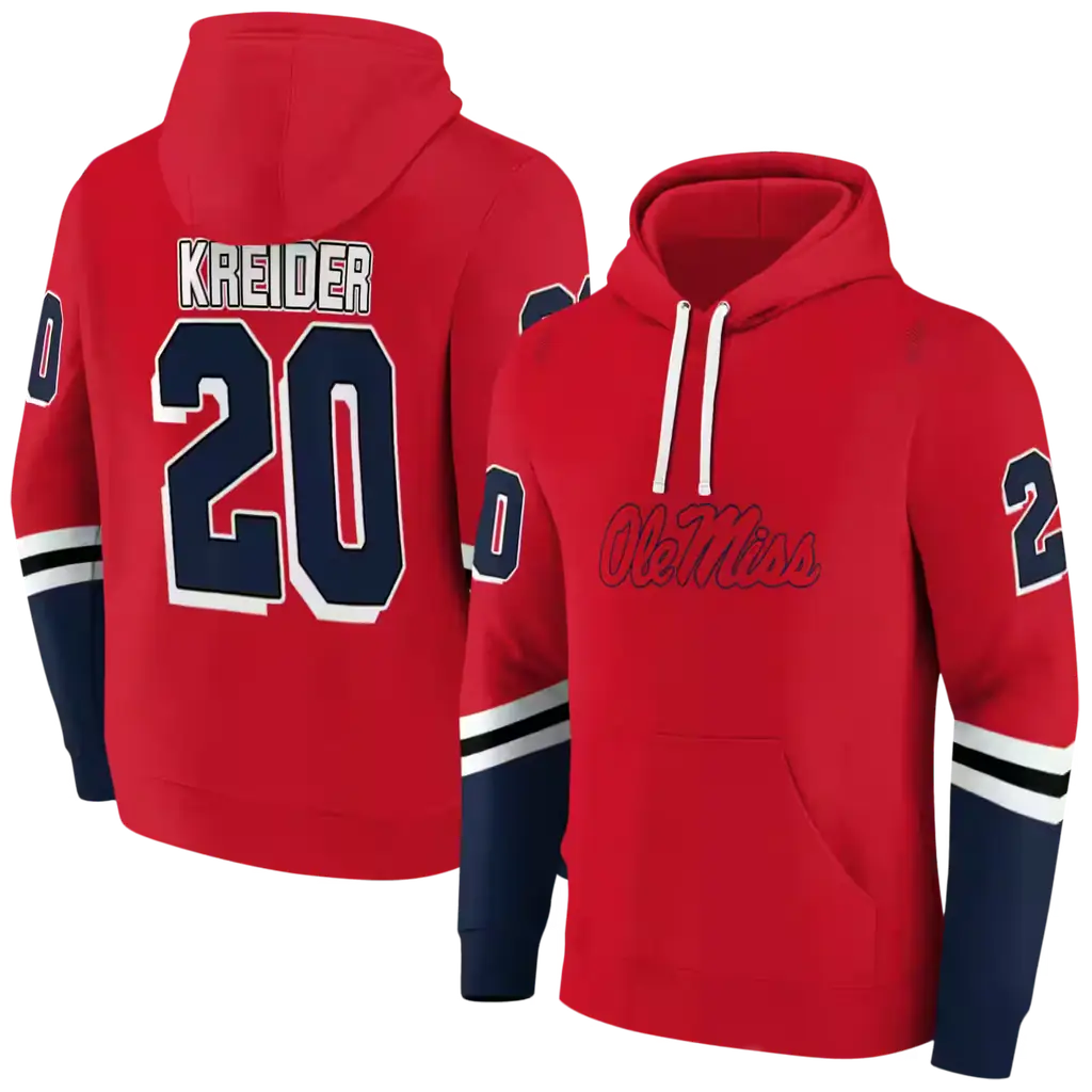 customized ole miss rebels striped sleeves red hoodie fashion forward customized ole miss rebels striped sleeves red hoodie fashion forward