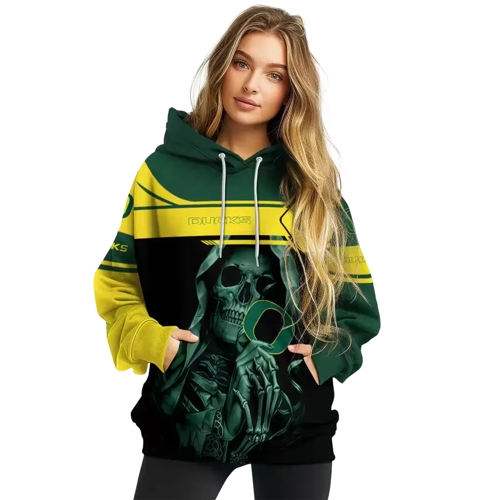 customized oregon ducks grim reaper green black hoodie high quality customized oregon ducks grim reaper green black hoodie high quality