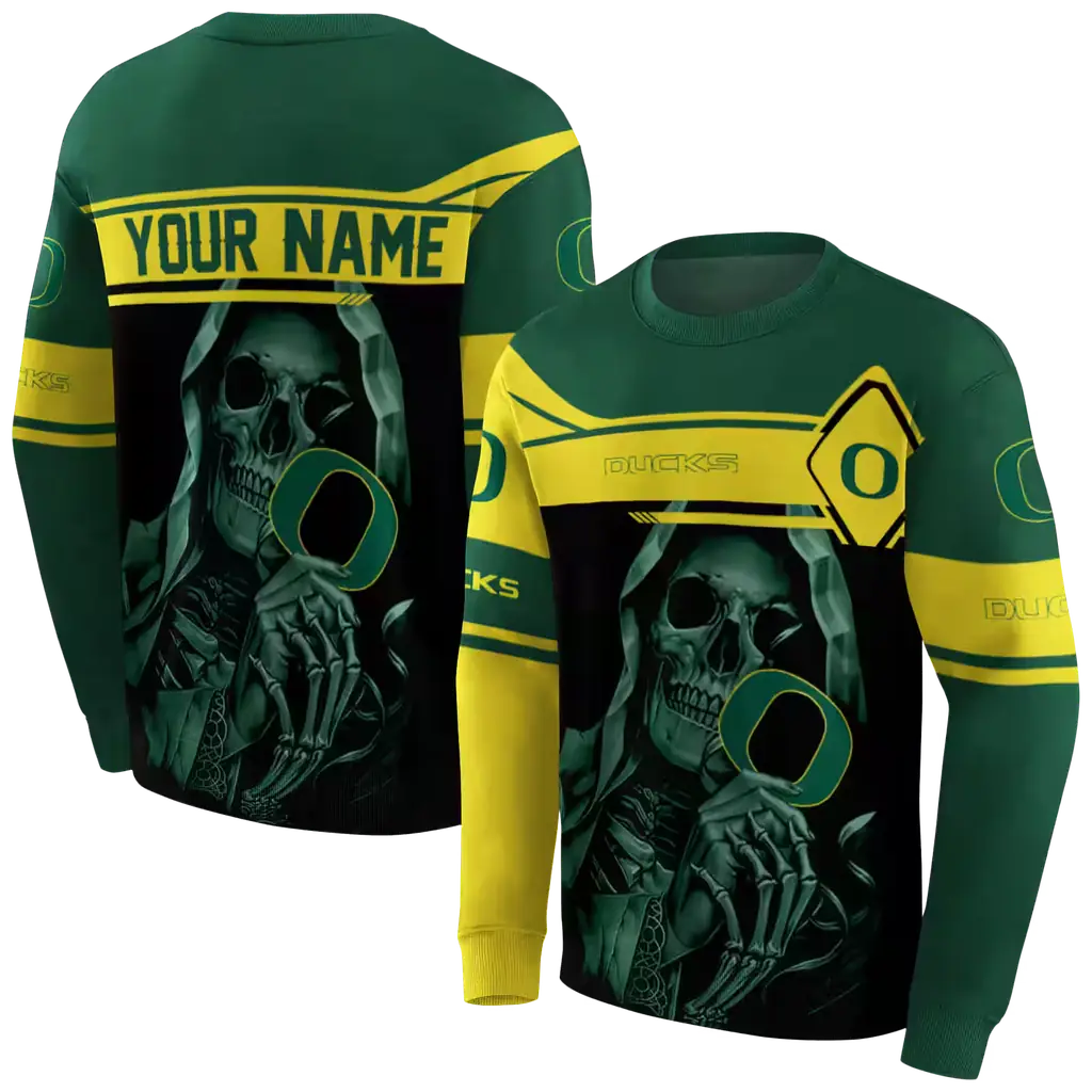 customized oregon ducks grim reaper green black hoodie premium grade customized oregon ducks grim reaper green black hoodie premium grade
