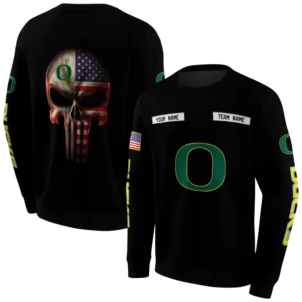customized oregon ducks punisher skull black hoodie premium grade customized oregon ducks punisher skull black hoodie premium grade