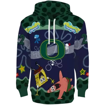 customized oregon ducks spongebob patrick star green navy hoodie best selling