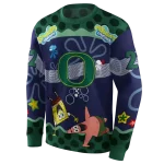 customized oregon ducks spongebob patrick star green navy hoodie best selling