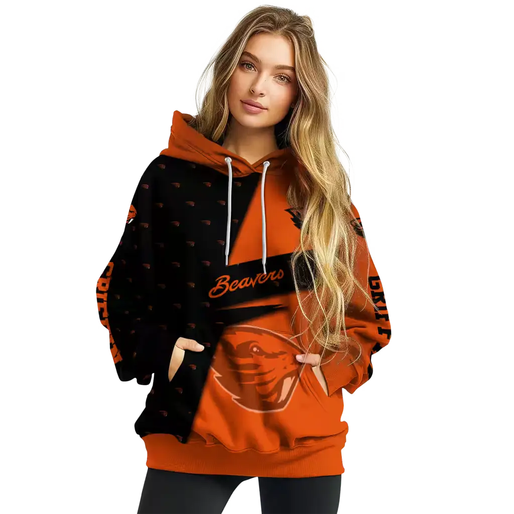 customized oregon state beavers abstract shape orange hoodie high quality customized oregon state beavers abstract shape orange hoodie high quality