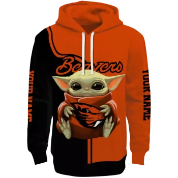 customized oregon state beavers baby yoda orange black hoodie best selling
