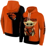 customized oregon state beavers baby yoda orange black hoodie best selling