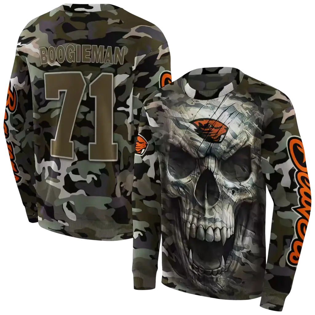 customized oregon state beavers camo skull hoodie premium grade customized oregon state beavers camo skull hoodie premium grade