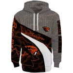 customized oregon state beavers hexagonal mesh orange black gray hoodie best selling