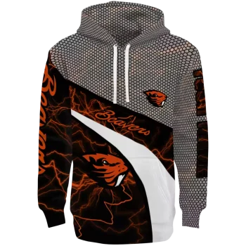 customized oregon state beavers hexagonal mesh orange black gray hoodie best selling