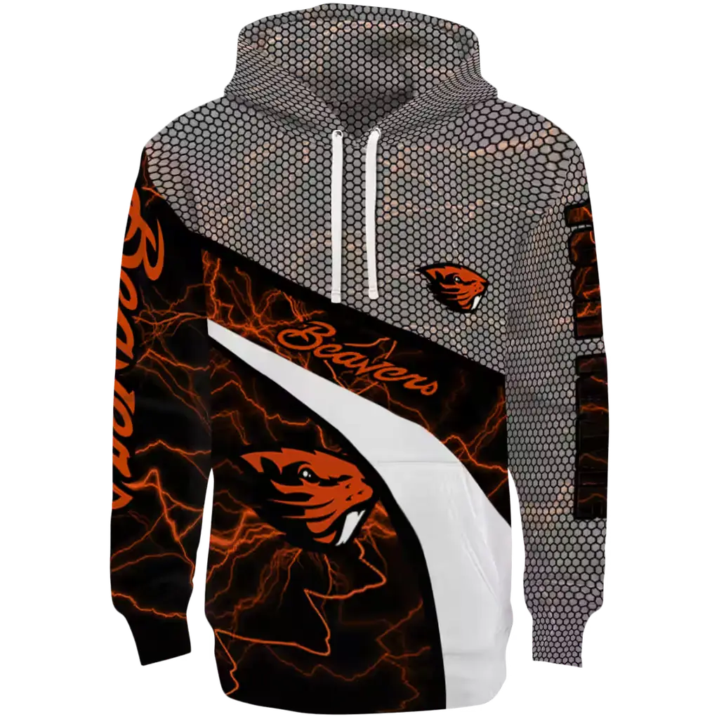 customized oregon state beavers hexagonal mesh orange black gray hoodie best selling customized oregon state beavers hexagonal mesh orange black gray hoodie best selling