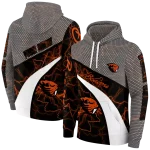 customized oregon state beavers hexagonal mesh orange black gray hoodie best selling