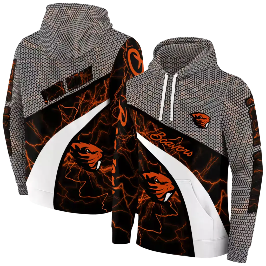 customized oregon state beavers hexagonal mesh orange black gray hoodie fashion forward customized oregon state beavers hexagonal mesh orange black gray hoodie fashion forward