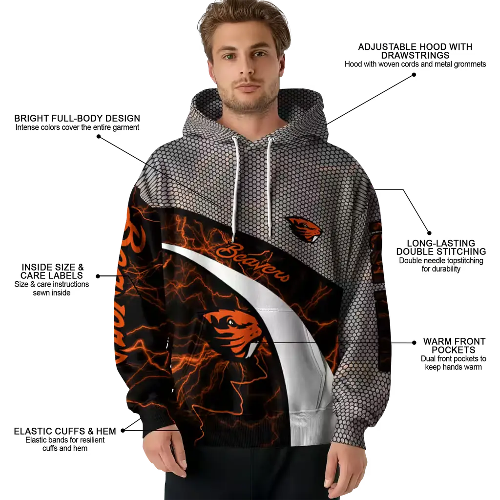 customized oregon state beavers hexagonal mesh orange black gray hoodie latest model customized oregon state beavers hexagonal mesh orange black gray hoodie latest model