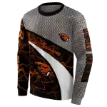 customized oregon state beavers hexagonal mesh orange black gray hoodie best selling