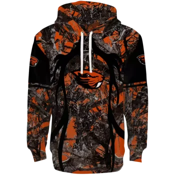 customized oregon state beavers hunting theme orange black hoodie best selling