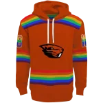 customized oregon state beavers rainbow stripes orange hoodie best selling