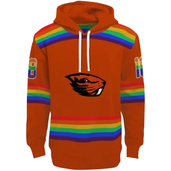customized oregon state beavers rainbow stripes orange hoodie best selling