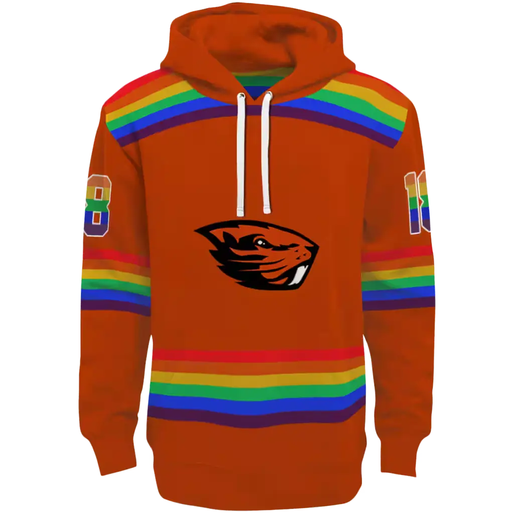 customized oregon state beavers rainbow stripes orange hoodie best selling customized oregon state beavers rainbow stripes orange hoodie best selling