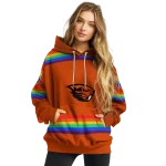 customized oregon state beavers rainbow stripes orange hoodie best selling