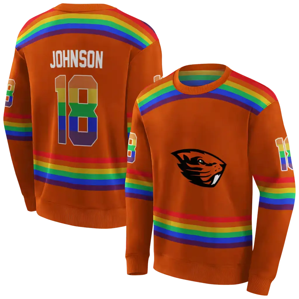 customized oregon state beavers rainbow stripes orange hoodie premium grade customized oregon state beavers rainbow stripes orange hoodie premium grade