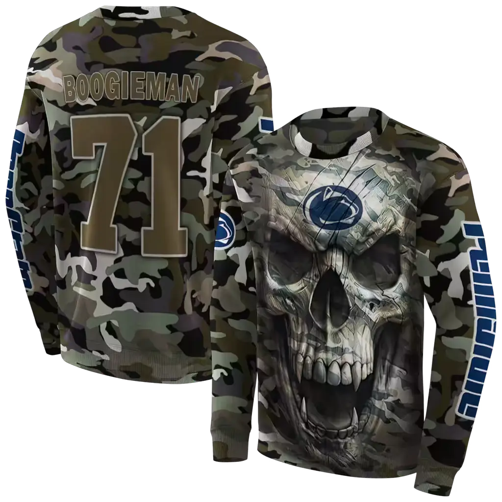 customized penn state nittany lions camo skull hoodie premium grade customized penn state nittany lions camo skull hoodie premium grade
